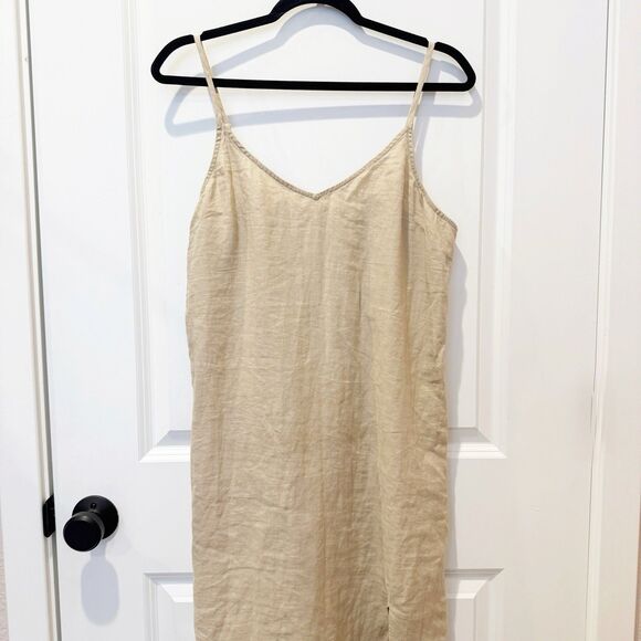 Rachel Zoe Womens Beige Linen Slip Dress Size 14 Minimalist Resort Beachy Staple - Picture 2 of 6